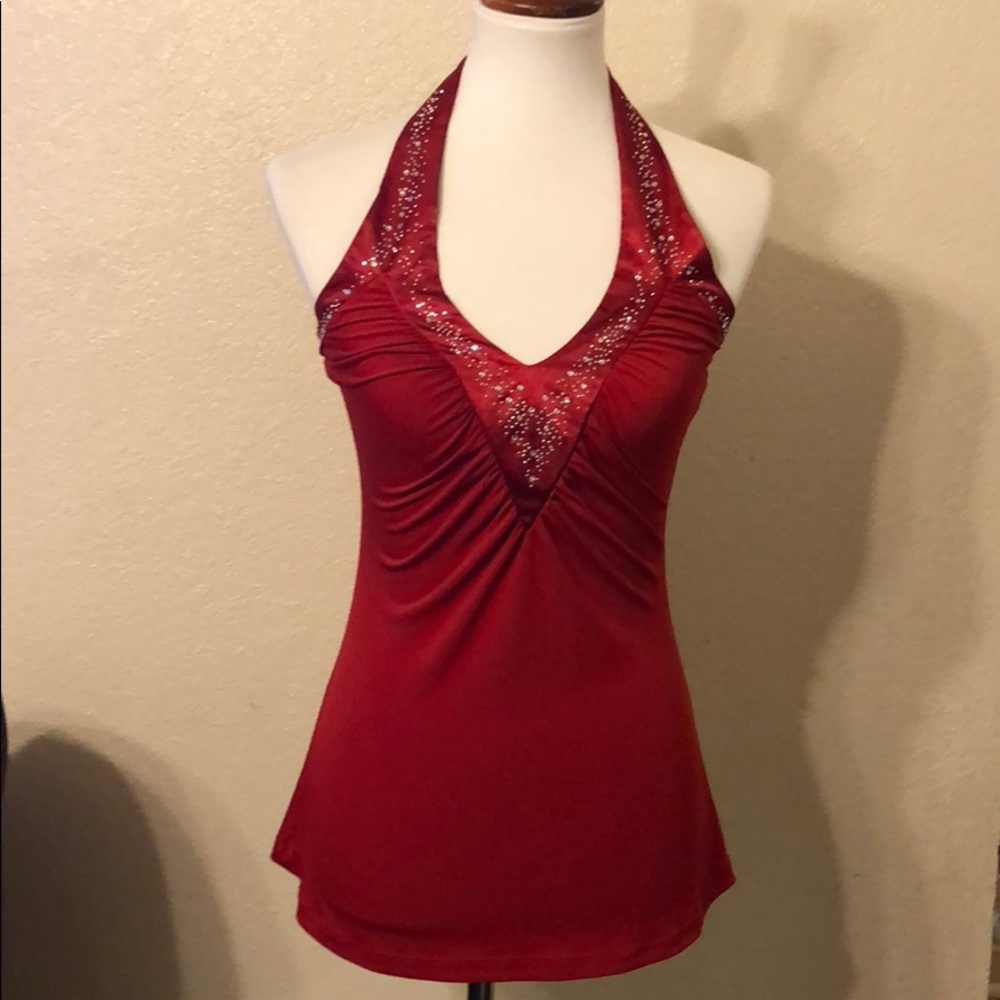 Beautiful Diamond red halter top